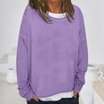 thumbnail image 2 of Fiaer,Oversized Loose Fitting Sweatshirts for Women Casual Cute Crew Neck No Hooded Hoodies Solid Fall Pullover Workout Plain Y2k Comfort Tops Purple L, 2 of 9