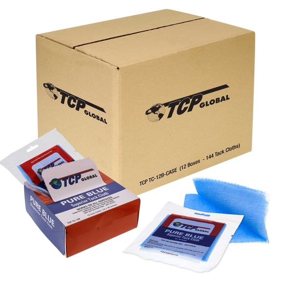 TCP Global - Pure Blue Superior Tack Cloths - Tack Rags (Case of 144) - Automotive Car Painters Professional Grade