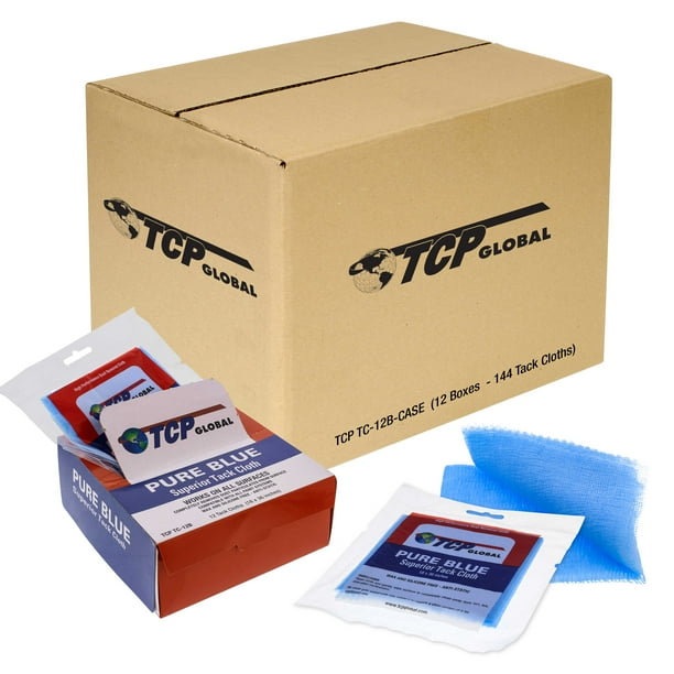TCP Global Pure Blue Superior Tack Cloths Tack Rags (Case of 144