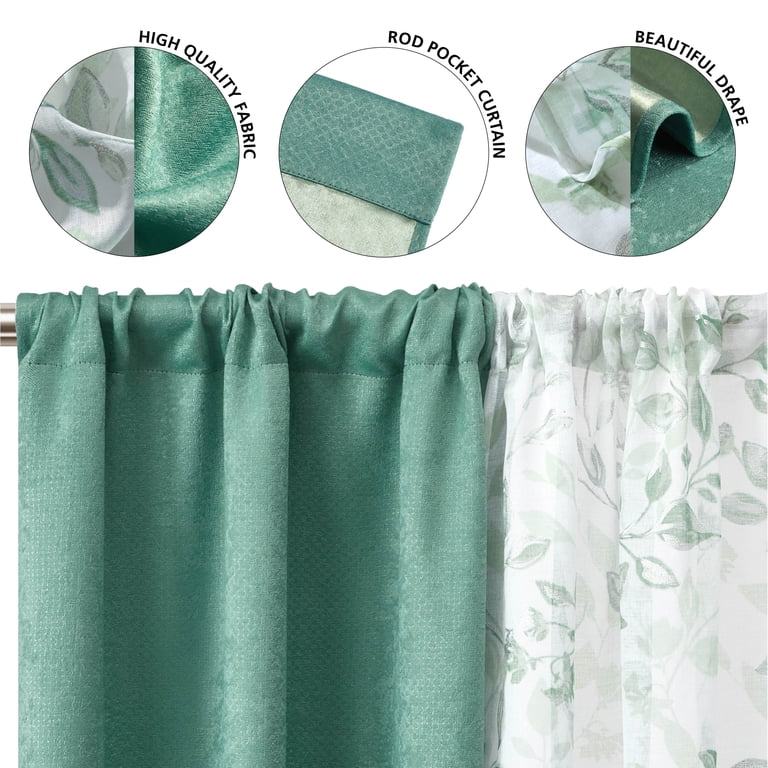 Today’s Curtain Orleans Scallop Edge Curtain Set – Sage 84-Inch Panel Pair With Tiebacks (4-Piece)