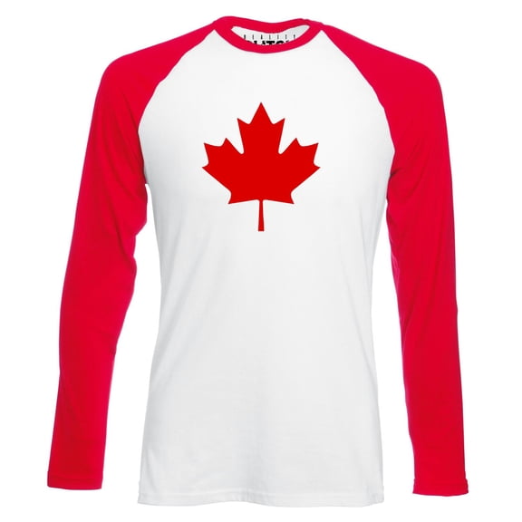 Reality Glitch Canada Supporter Long Sleeve Baseball Shirt – Patriotic Canadian Flag Sports Tee
