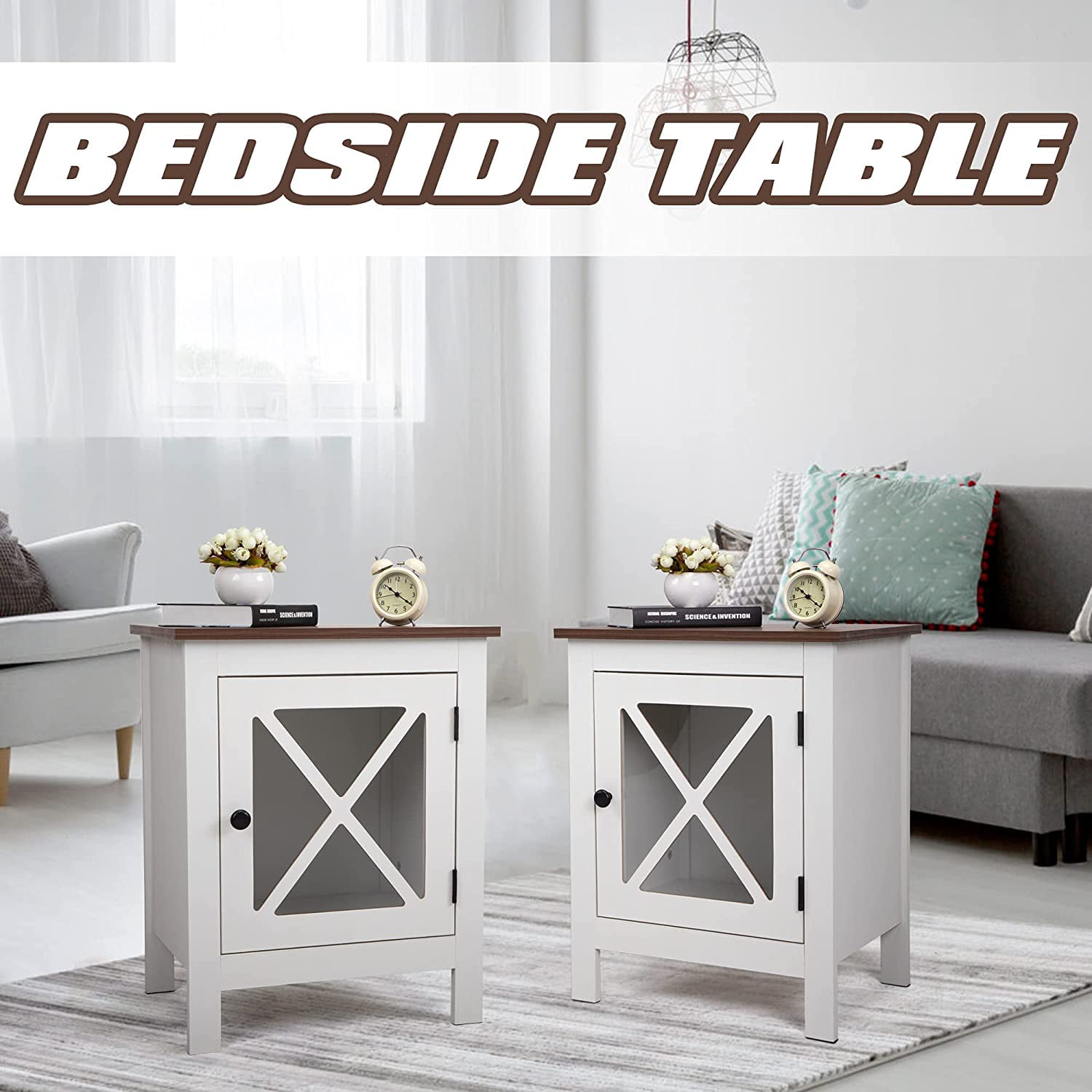 Nightstand Farmhouse Bedroom Nightstands Living Room End Table Sofa Side Tables 