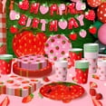 thumbnail image 4 of Strawberry Theme Birthday Party Supplies, Strawberry Party Tableware Set - Strawberry Birthday Party Plates Napkins Cups Tablecloth etc Strawberry Tableware for Strawberry Party Decorations, 4 of 8
