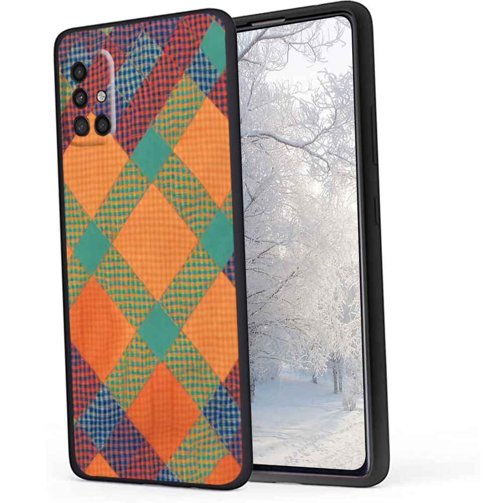 Harvest-Plaid-Fall-Colors-Autumn-Vintage-Check-Retro-Orange-Blue-Tartan-63  phone case for Samsung Galaxy A51 4G for Women Men Gifts,Soft silicone  Style Shockproof - Harvest-Plaid-Fall-Colors-Autumn-Vi 