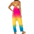 thumbnail image 2 of Fashnice Combinaisons pour Femmes Imprimé Floral Combinaison à Carreaux Pantalon Long Boho Été Combinaison Rose Rouge 2TG, 2 of 3