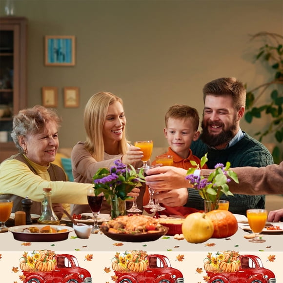 Mantel de plástico desechable para la decoración de fiestas de otoño de Acción de Gracias | Cubierta de mesa impermeable y resistente al aceite
