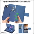 thumbnail image 5 of Case For Apple iPhone 17e / iPhone 16e 6.1 inch,RFID Blocking，Split PU Leather Detachable 2 In 1 Flip Folio Wallet With Multi-Card Slots,Wristband，Kickstand Magnetic Protective Cover,Blue, 5 of 9