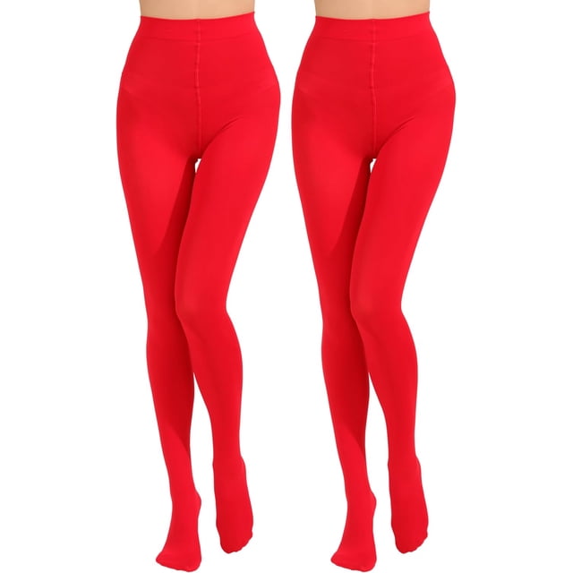 2 Pairs Women's Solid Color Tights 80D, Soft Opaque Microfiber Tights