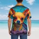 thumbnail image 4 of Balery Colorful Textured Chihuahua Camisas hawaianas de manga corta para hombre, camisas playeras de corte holgado, camisas de vacaciones con botones,X-Large, 4 of 7