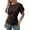 c-211Coffee1120, variant on Women Blouses Solid Color Flounce Sleeves Contrast Binding Design Breathable Summer Blouse Short Sleeve O-Neck Stylish Female Tops