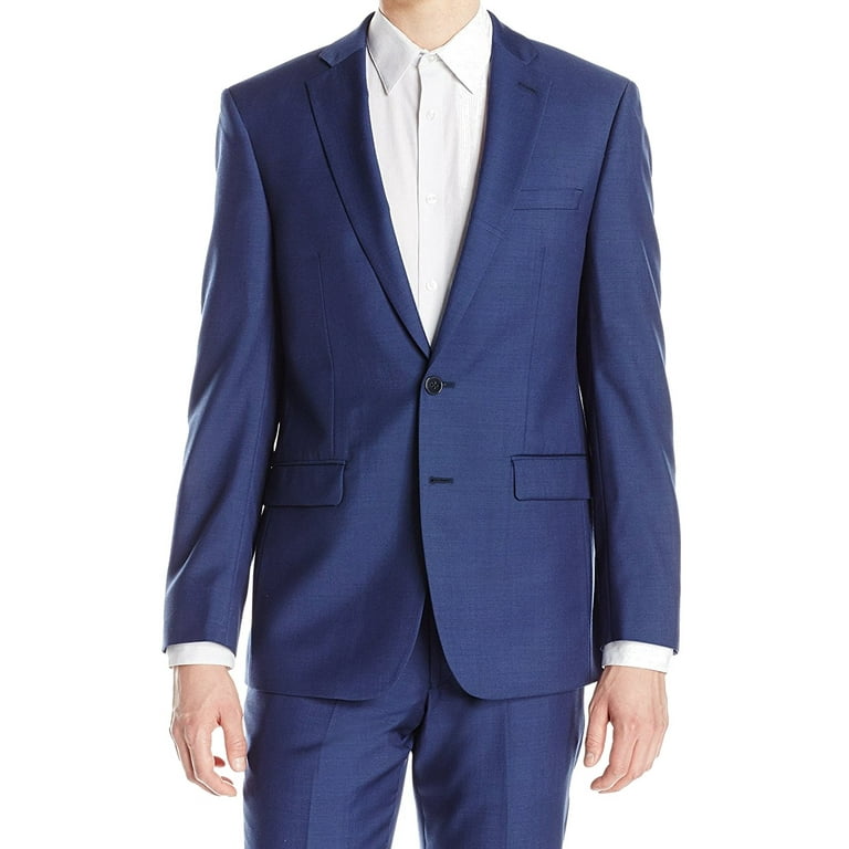 Calvin Klein NEW Blue Navy Men Size 48 Two Button Wool 2 Piece Suit Set