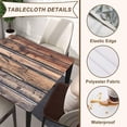 thumbnail image 4 of Square Fitted Card Tablecloth Wood Grain Table Cloth Cover with Elastic Edge Wooden Boards Tablecloths Waterproof Cloths for Indoor Outdoor Decoration, Fit for 36"x36" Tables, Style-17, 4 of 4