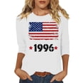 thumbnail image 2 of HOMBOM Womens Tops 3/4 Sleeve Summer T-Shirts Graphic Retro 1996 Print White Crew Neck Graphic Tees for Ladies, 2 of 4