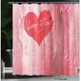 thumbnail image 4 of Ambesonne Love Shower Curtain, Heart on Wooden Board, 69"Wx84"L, Red Pink, 4 of 5