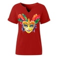 thumbnail image 6 of Ounisa Womens Mardi Gras Sweatshirts Carnival Sweatshirt Funny Mask Graphic Short Sleeve Shirt Fat Tuesday Pullover Tops, 6 of 6