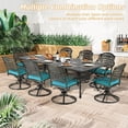 thumbnail image 7 of 9-Piece Patio Dining Set for 8, All Weather Cast Aluminum Outdoor Funiture Table and Chairs Set - 94.5" Rectangular Table and 8 Cushioned Swivel Rocker Chairs, Umbrella Hole, Ocean Blue, 7 of 7
