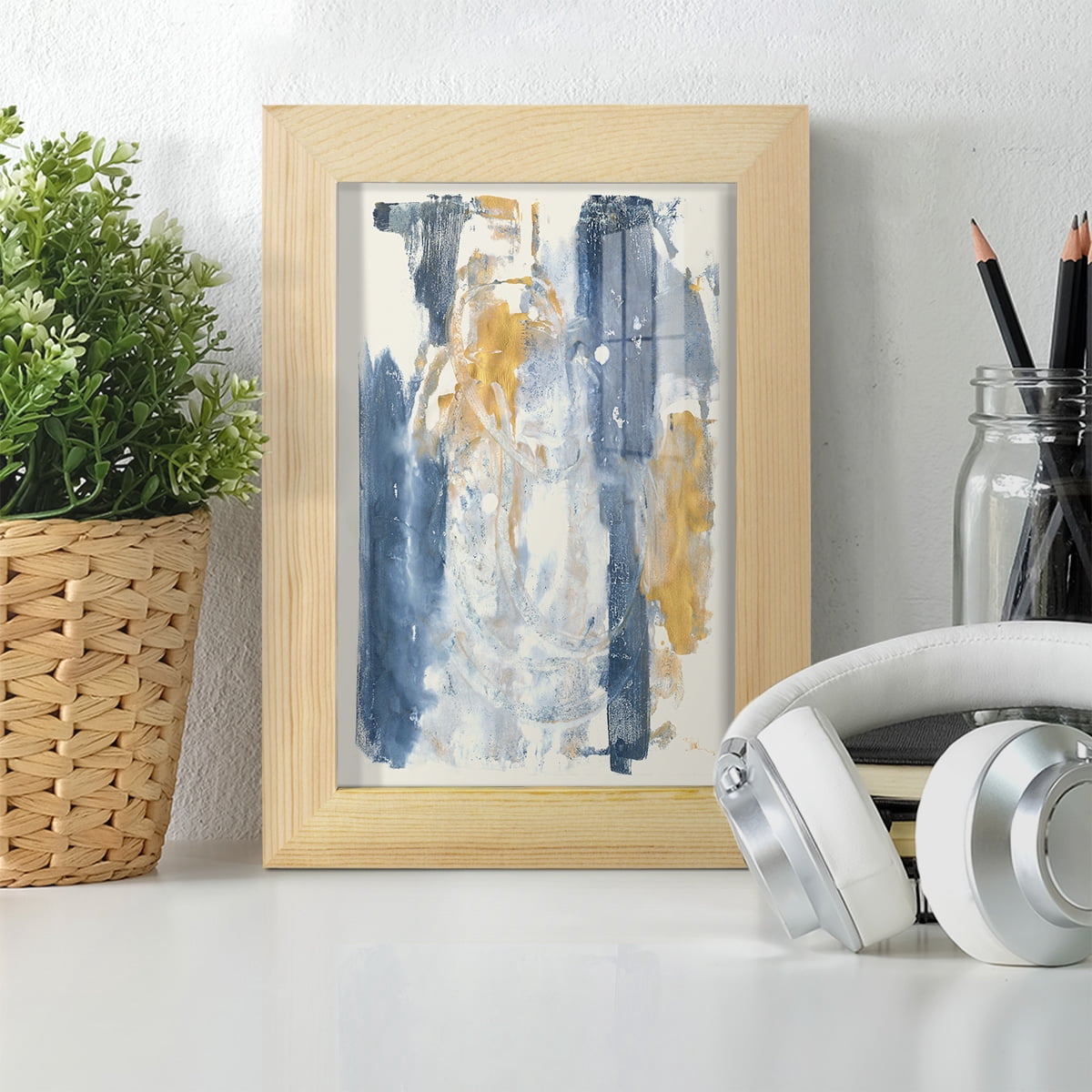 Circles & Dream II - Framed Print w/glass - Natural Wood