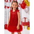 thumbnail image 2 of Girls Dresses Summer Outfits Toddler Ribbon Bow Sleeveless Shift Glitter Birthday Party Tulle Trim Ruffle Princess A-Line Kids Formal Champagne Dress 2-3T, 2 of 5