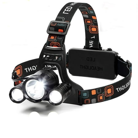 Reactionnx LED Headlamp 6000 Lumen Flashlight, 4 Modes Light, Rechargeable 18650 Headlight, Waterproof Hard Hat Light, Running Bright Head Lights, Hunting or Camping Headlamps+Charger+Car (Best Headlamp For Hard Hat)