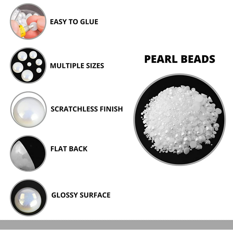 5700 AB White Half Pearls for Crafts - Flatback Pearls/Jewels Pearls for  DIY Accessory, Art and Fashion Projects - Neatly Organized Craft Pearls for
