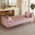 thumbnail image 5 of 71" Convertible Sofa Bed Folding Velvet Sofa with Adjustable Backrest in Pink, 5 of 9