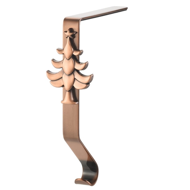 Soporte para medias navideñas para repisa de chimenea, soporte para medias navideñas de metal de bronce brillante para repisa de chimenea, decoraciones navideñas