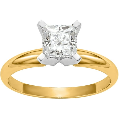 14ky .75 Carat 5.0mm Princess Moissanite Solitaire Ring