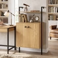 thumbnail image 4 of Costway Bibliothèque Murale 2 Pcs avec Armoire de Rangement, Bibliothèque Industrielle à 2 Portes Naturel, 4 of 9