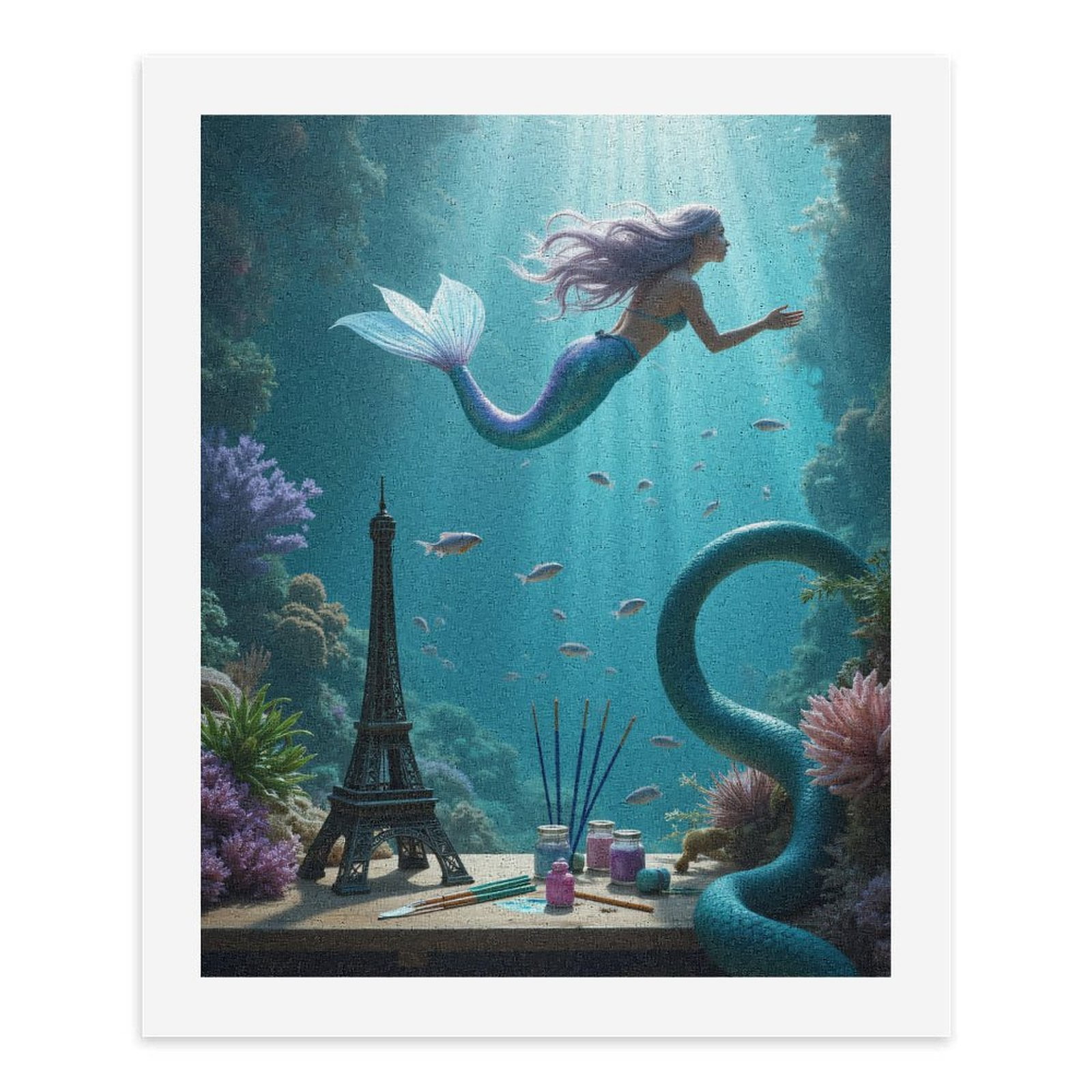 Paint By Numbers Kit for Adults Beginner - Underwater Mermaid Art Scene DIY Canvas Painting Kits for Adults, Frameless Paint By Number for Adults for Home Wall Decor 16x20 Inch