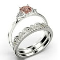 thumbnail image 3 of Dazzling Minimalist 2.25 Carat Round Cut, Affordable Morganite And Diamond Moissanite Engagement Ring, Wedding Gift, Two Matching Band In 18K White Gold Plating, Gift For Her, Promise Ring, 3 of 4