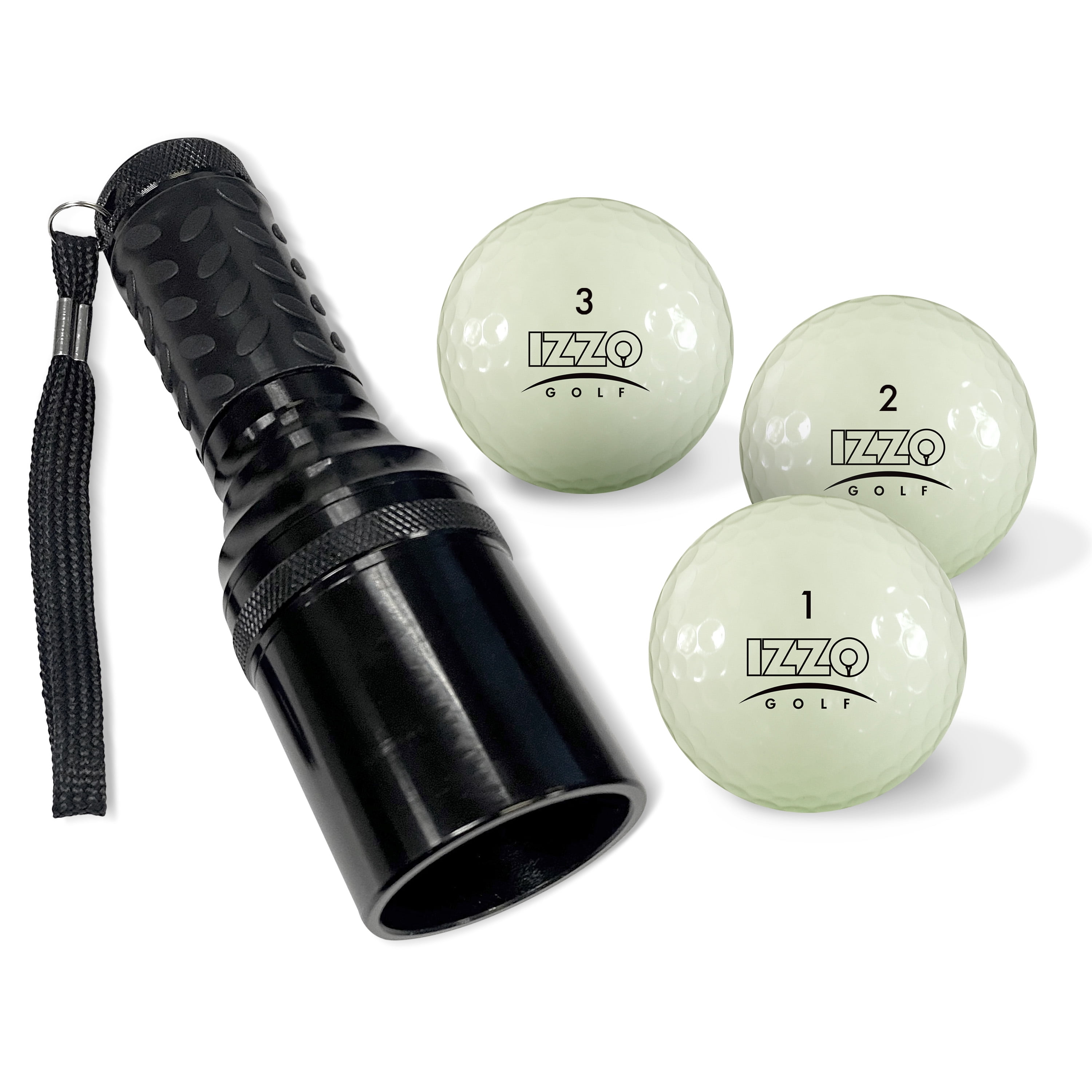 Izzo Golf Lite4Nite 24-Hour Night Golf Balls + UV Flashlight 