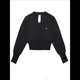 thumbnail image 3 of Cárdigan Corto de Larga con Cuello en V y Abertura Frontal para Mujer, Camisa de Otoño con Botones. Negro M, 3 of 8