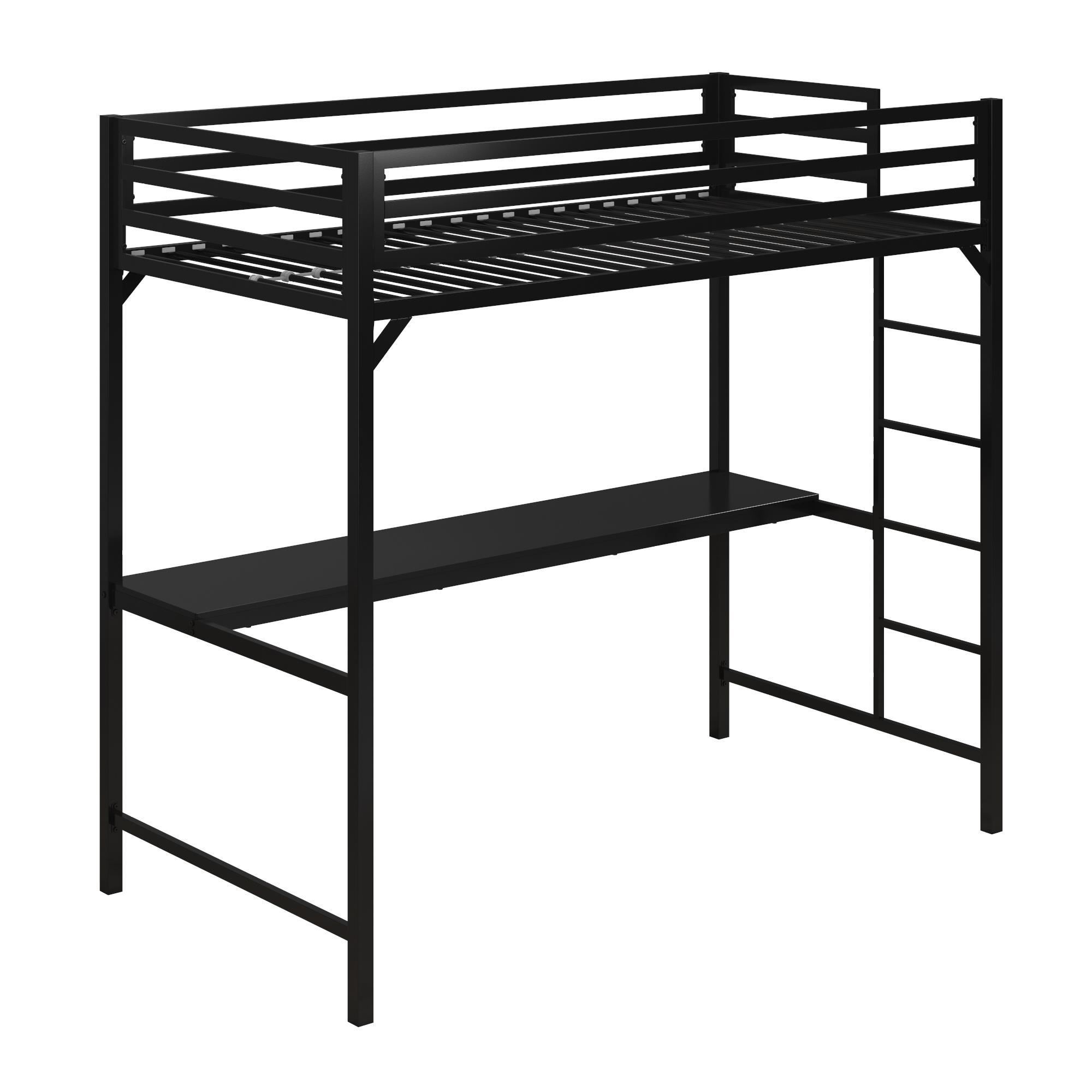 DHP Miles Metal Twin Loft Bed with Desk, Black - Walmart.com