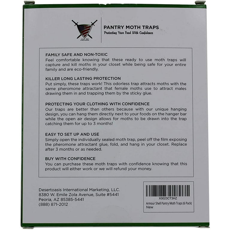 Armour Shell Moth Traps Closet Clothing - Clothes Moths Protection Trap with Unique Hanging Design, Protect and Defend with All-Natural Formula