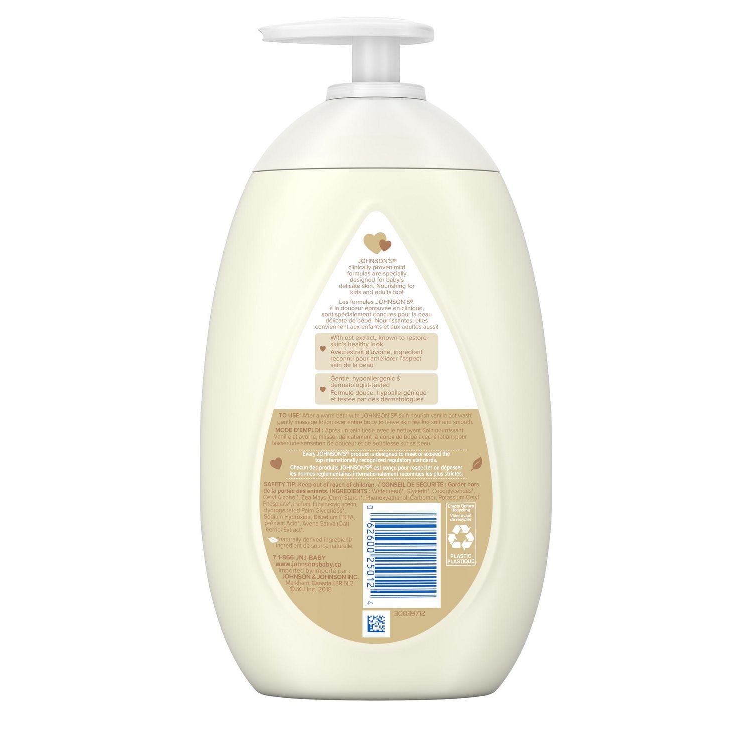 Johnson's Baby Lotion, Skin Nourish Vanilla Oat Lotion, 500 mL