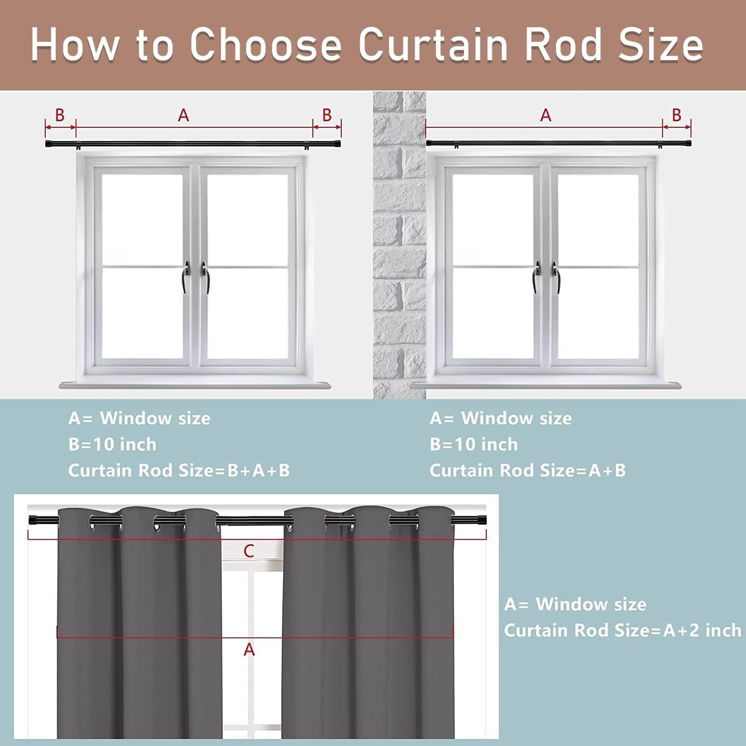 FLY HAWK Black Curtain Rods for windows 30 to 94 inches, 1 inch Metal Curtain Rod Kit with Adjustable Brackets
