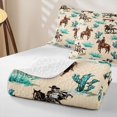 thumbnail image 4 of jejeloiu Vintage Cowgirl Horse Quilt King Kids,Desert Cactus Print King Coverlet Set,3 Pieces, 4 of 7