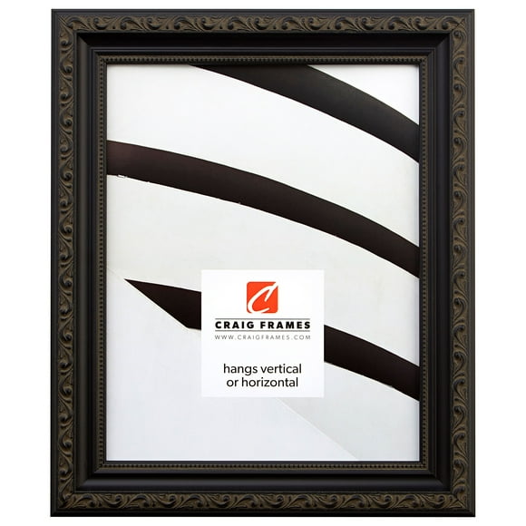 Craig Frames Ancien Ornate, Antique Black Picture Frame, 11 by 17-Inch