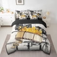 thumbnail image 2 of Manfei Movie Time 7pcs Bedding Comforter Set,Vintage Cinema Filmstrip Queen Bedding Sets,Gold Stars Queen Sheet Sets For Teens,Super Cozy Room Decor Reversible, 2 of 8