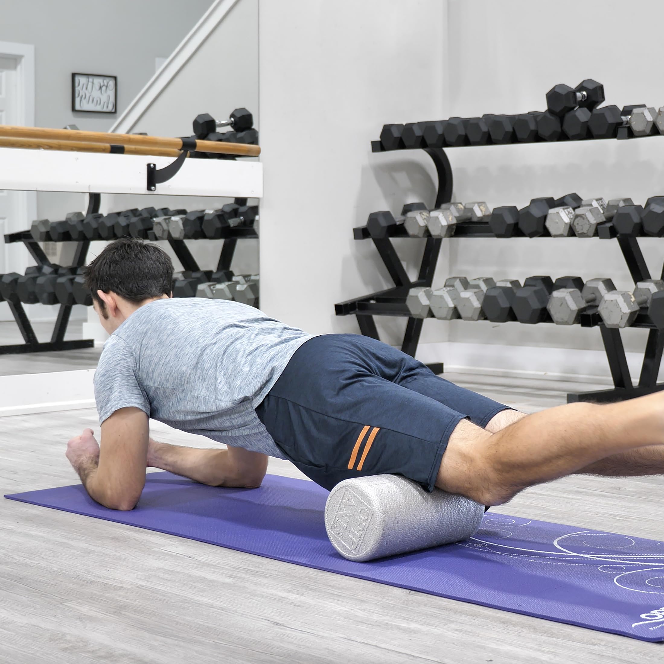 OPTP Silver AXIS Foam Roller - Moderate Density, Eco-Friendly, Durable Foam Roller for Physical Therapy and Exercise, Deep Tissue Muscle Relief, and Workout Recovery (12" x 6" Round)