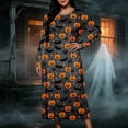 thumbnail image 4 of SELONE Long Nightgowns for Women Long Sleeve Plus Size Halloween Pajamas Dress Pumpkin House Dress Party Nightwear, 4 of 8