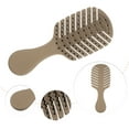 thumbnail image 3 of 1 Pc Women Leaf Style Hollow Comb Hair Brush for Straight Curly Hair Brown ABS, 3 of 6