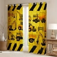 thumbnail image 2 of Homewish Equipment Truck Black Out Curtains,Construction Vehicles Excavator Curtains Pack of 2 (42x63 Each),Yellow Black Bedroom Curtains For Boys,Breathable Home Decor, 2 of 6