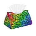 thumbnail image 2 of Lsque Rainbow Butterflies Printed Long Tissue Box Cover Holder, Facial Paper Organizer Dispenser,Triangle with Bottom Belt, PVC Leather Decorative Organizer, 2 of 9