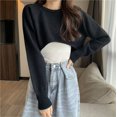 thumbnail image 1 of Suéter corto para mujer, blusa holgada de manga larga con cintura alta y medio corte hasta el ombligo para primavera y otoño, 1 of 5
