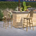 thumbnail image 2 of PURPLE LEAF Bar Stools Set of 2 French Outdoor Bar Stool Bamboo Print Finish Back Rattan Wicker Patio Outdoor Bar Height Bar Stools with Footrest, Brown, 2 of 7