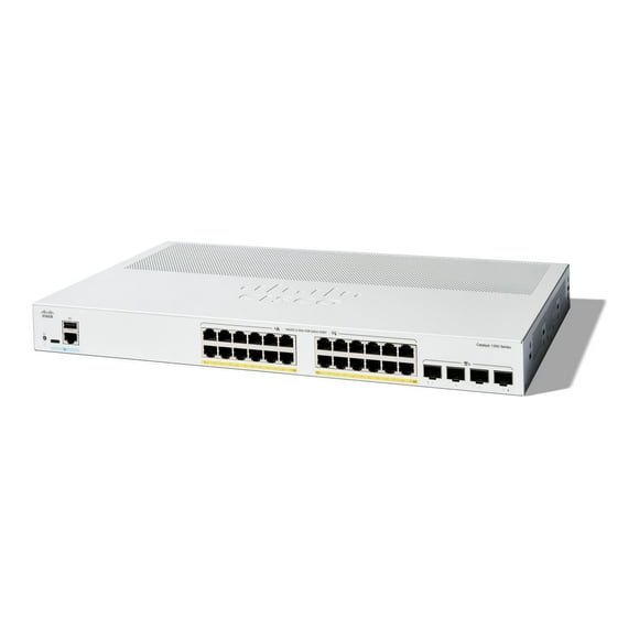 Cisco Catalyst 1300-24P-4X - Switch - L3 - managed - 24 x 10/100/1000 (PoE+) + 4 x 10 Gigabit SFP+ - rack-mountable - PoE+ (195 W)