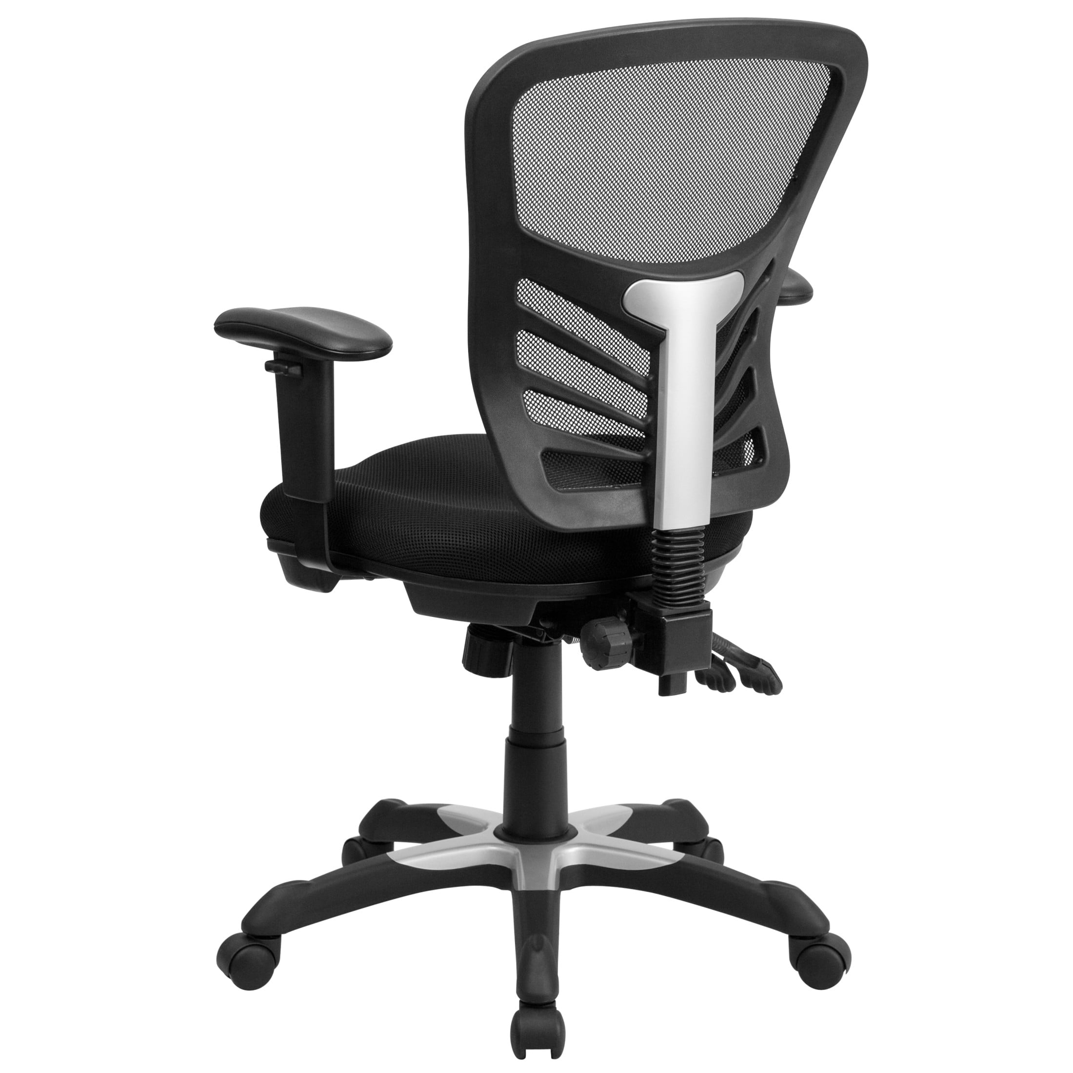Emma + Oliver Mid-Back Black Mesh Multifunction Ergonomic Office Chair with Adjustable Arms