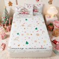 thumbnail image 4 of Manfei Christmas Tree Zipper Full Size Comforter Sets with Fitted Sheet and 2 Pillowcases Holiday Zipper Bedding Set, Brown Cream, Xmas Reversible, 4 of 7