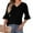 Black, variant on ALLLIST 3/4 Sleeve Womens Tops V-Neck Summer Blouse Solid Fashion Blue Ruffle Pullover for Ladies